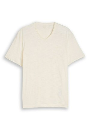 TOM TAILOR, TOM TAILOR T-SHIRT T-SHIRT MIT V-AUSSCHNITT - T-shirts basic - gardenia white