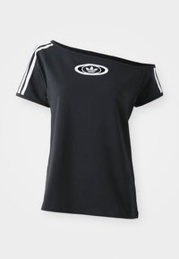 OFFSHOULDER TEE - Nyomott mintás póló - black