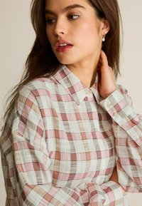 Next TEXTURED CHECK LONG SLEEVE - Paitapusero - bright pink white