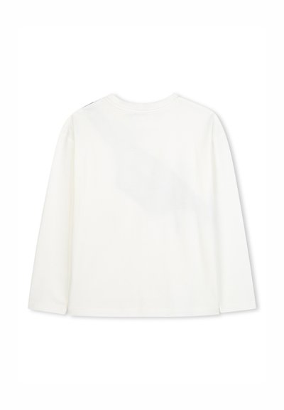 Langekragt-shirt in off-white katoen, met een ronde hals en een textuur-overlays ontwerp op de rug. Eenvoudige en minimalistische stijl.
