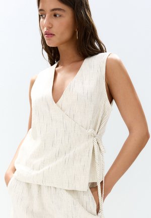 PULL&BEAR RUSTIC CROSSOVER STRIPED - Blouse - sand
