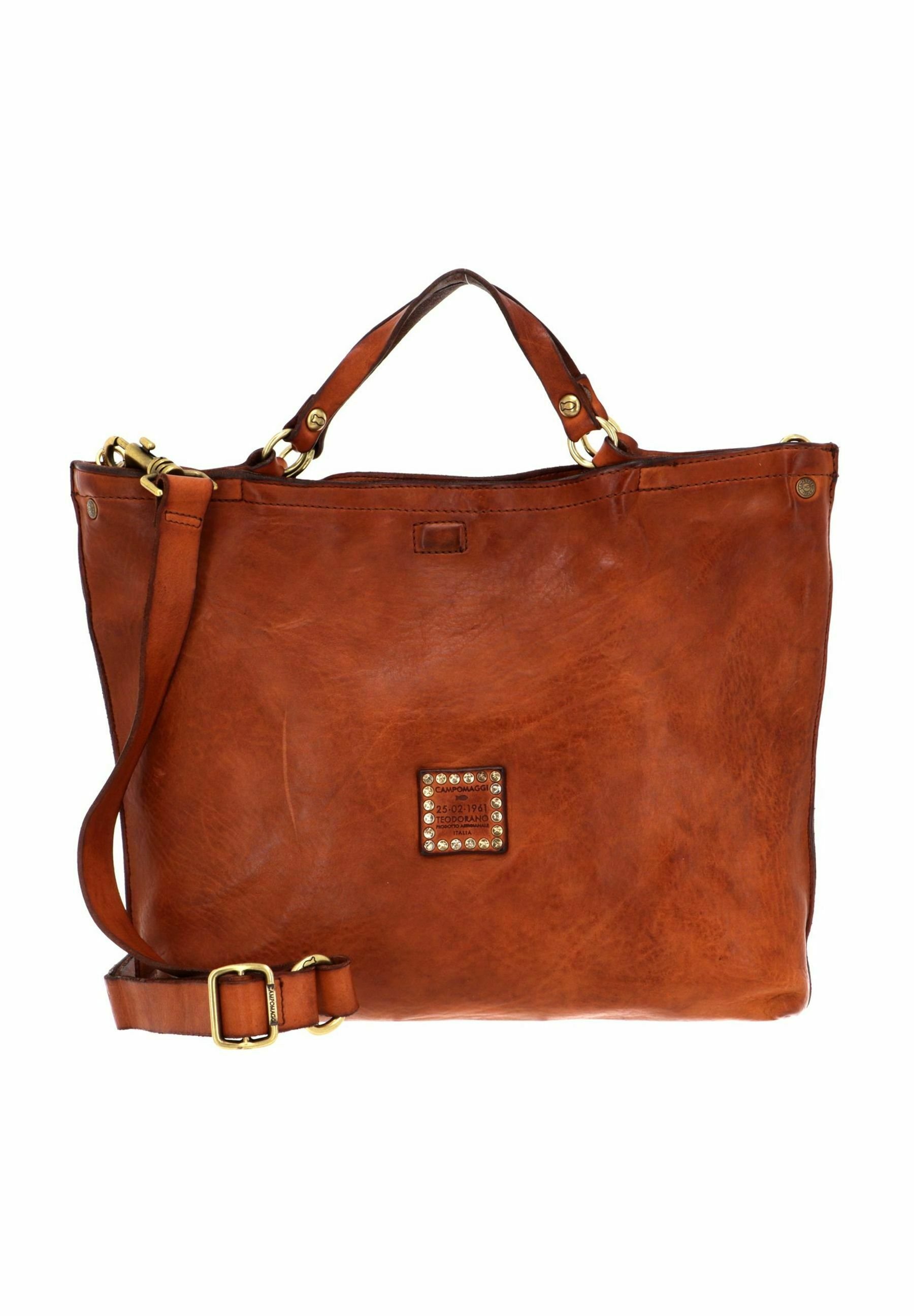 Sac à Épaule CAMPOMAGGI Cognac - 100% Cuir - Modèle Traditional Zefiro Bucket Bag Mini - Neuf Avec étiquettes