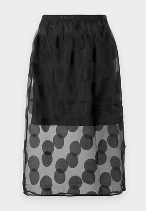 DOTTED  ELASTICATED WAISTBAND MIDI SKIRT - Fustă în formă de A - black
