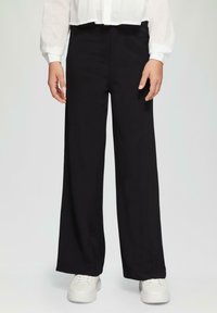 s.Oliver WIDE LEG MIT ELASTIKBUND - Stoffhose - schwarz