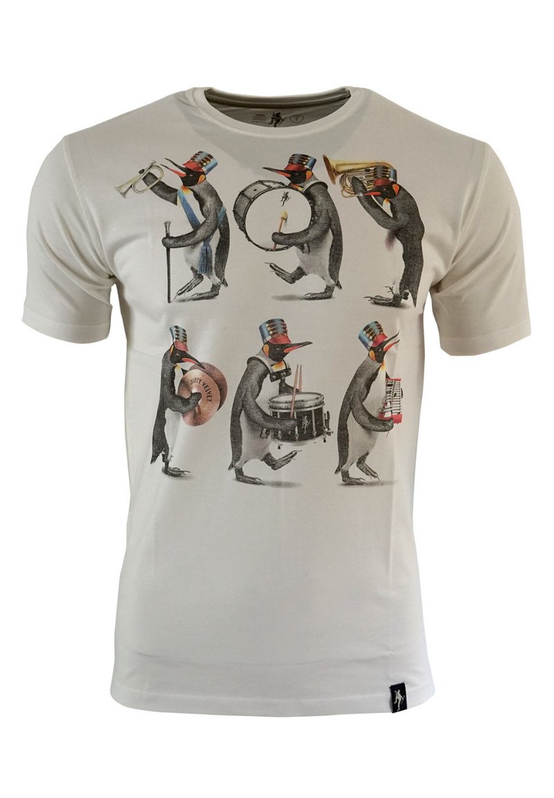 Dirty Velvet MARCH OF THE PENGUINS Print Tshirt vintage white