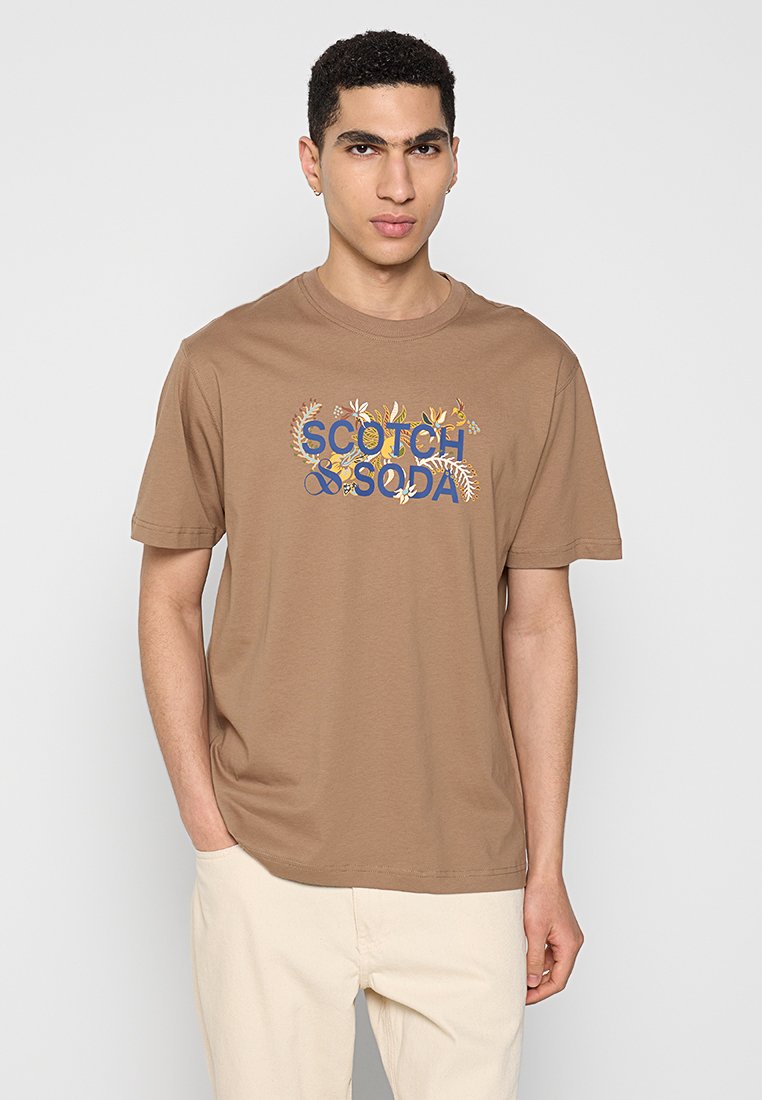 Scotch & Soda T-shirt print lichtbruin