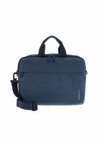 Borsa per laptop blu navy realizzata in tessuto testurizzato, con doppi manici, una tracolla removibile e un vano con zip.