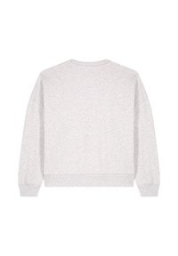 Grauer Sweatshirt mit Rundhalsausschnitt, langen Ärmeln und gerippten Bündchen. Hergestellt aus weichem, strukturiertem Stoff und verfügt über ein minimalistisches Design.
