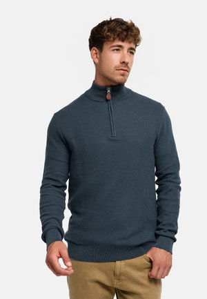 INDICODE JEANS, INJEXI HALF ZIP STRICKPULLOVER - Jumper - dark slate