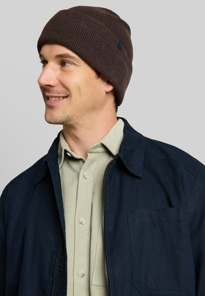 TOM TAILOR, Beanie - dark chocolate brown melange