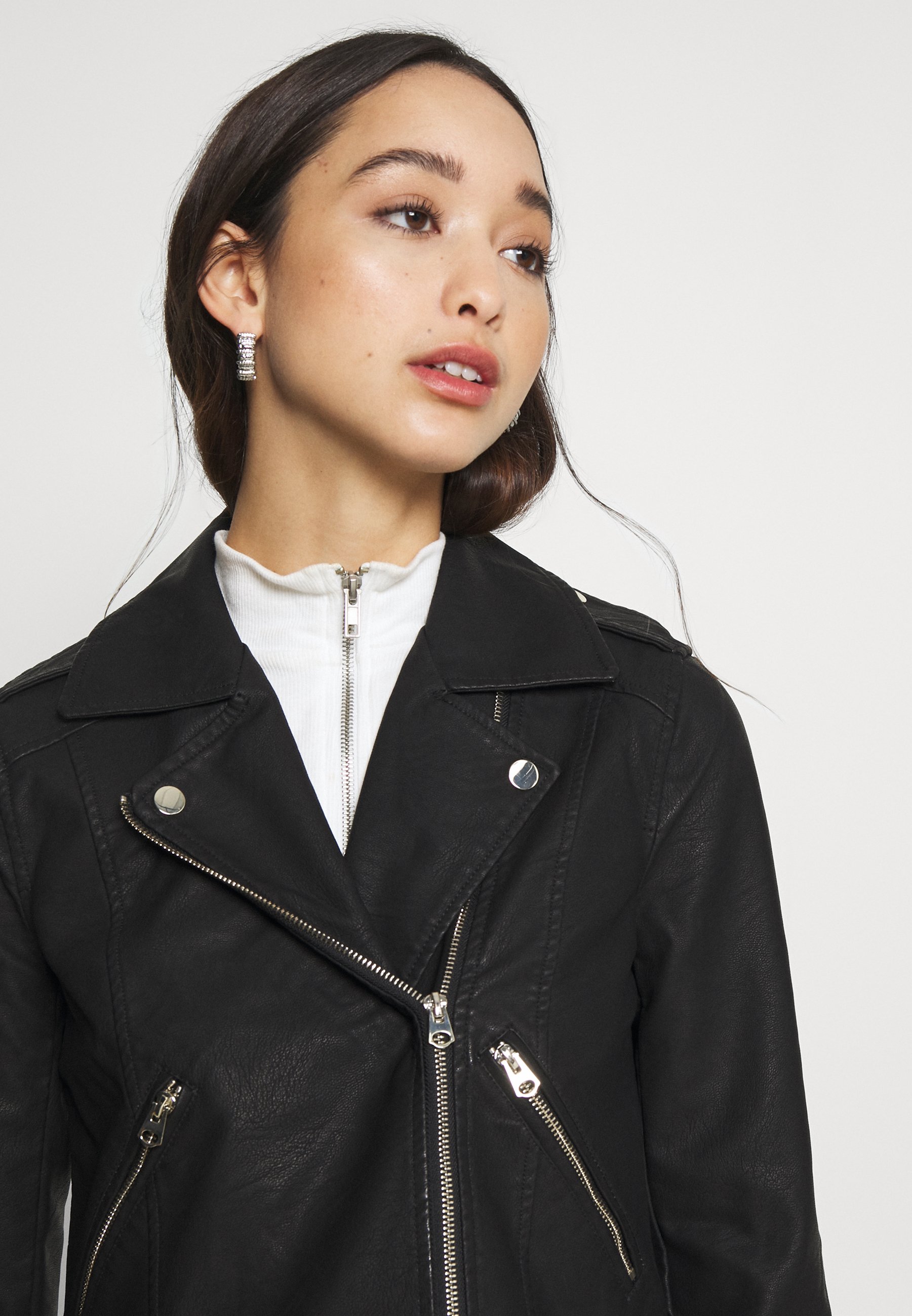 black crop biker jacket