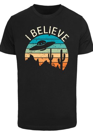 I BELIEVE UFO ALIEN SUNSET - T-Shirt print - schwarz