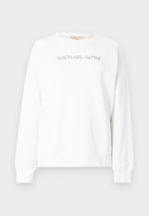 Λευκό φούτερ με μακριά μανίκια, με ανάγλυφο λογότυπο "MICHAEL KORS" στο μπροστινό μέρος. Κατασκευασμένο από απαλό βαμβακερό ύφασμα. Κλασικός σχεδιασμός με στρογγυλή λαιμόκοψη.