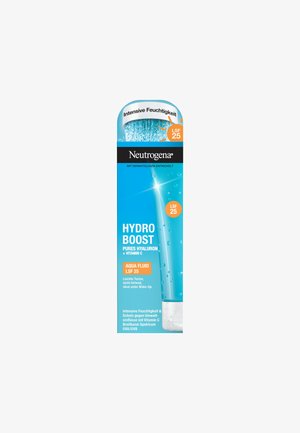 Neutrogena Hydro Boost Aqua Fluid with SPF 25, hyaluronic acid and vitamin C, lightweight, non-greasy moisturiser for face protection.