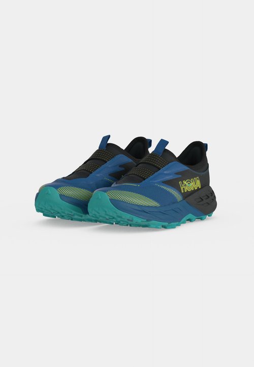 Hoka SPEEDGOAT 7 LITTLE KIDS UNISEX - Trail running shoes - black/night glow blue — photo 3