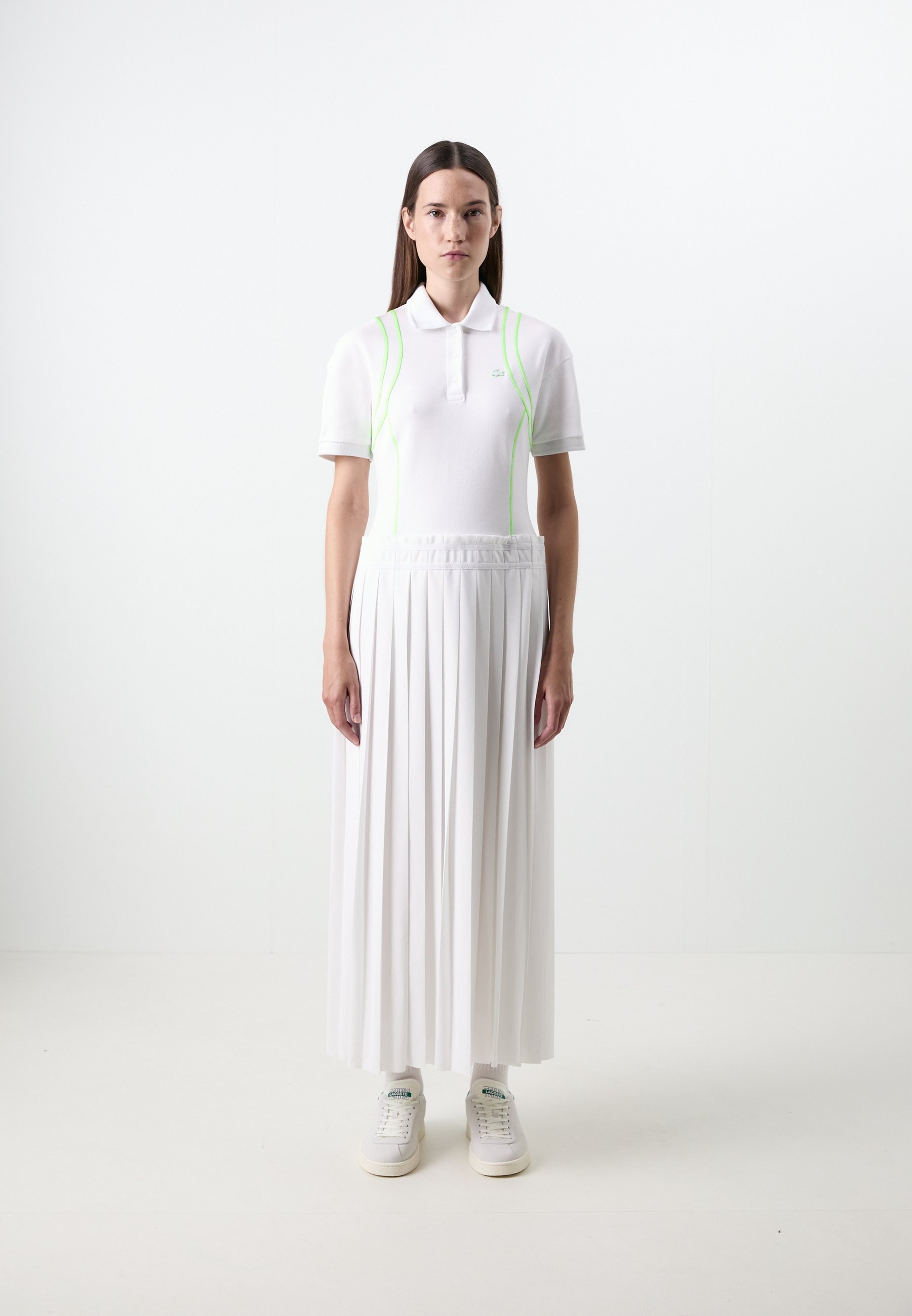 chinese dress ladies Lacoste Women's Long Pleated Strap Dress, Navy Blue, 0 at Amazon Women's  Clothing store