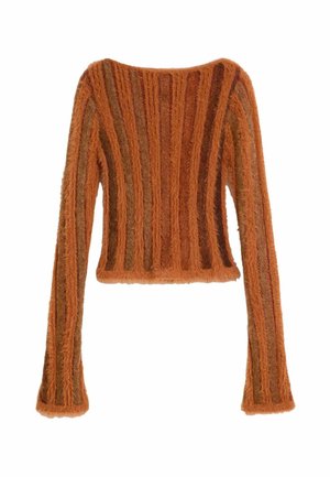 Desigual, FINE RIBBED KNIT SWEATER - Svetrík - brown