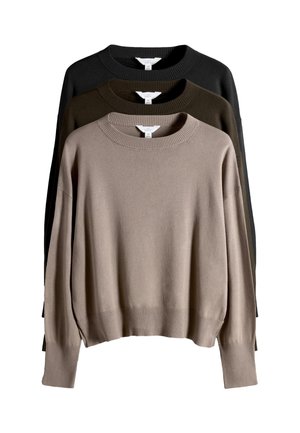 THE SET REGULAR FIT - 3 PACK CREW NECK  - Maglione - black brown neutral