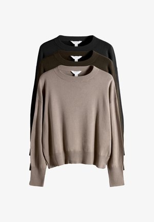 THE SET REGULAR FIT - 3 PACK CREW NECK - Maglione - black brown neutral
