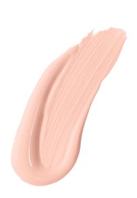 Pfirsichfarbener, cremiger Kosmetikartikel, aufgetragen in einer glatten, halbglänzenden Textur mit subtilen Rillen, die ein solides, pastelliges Erscheinungsbild zeigen.