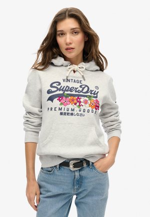 Felpa Con Cappuccio E Cerniera Superdry Essential Baseball – Grigio Athletic E Blu Bluestone