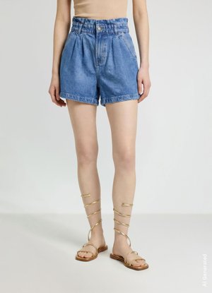 Calliope, PANTALONE JEANS CORTO TINTA UNITA - Shorts di jeans - blu denim medio