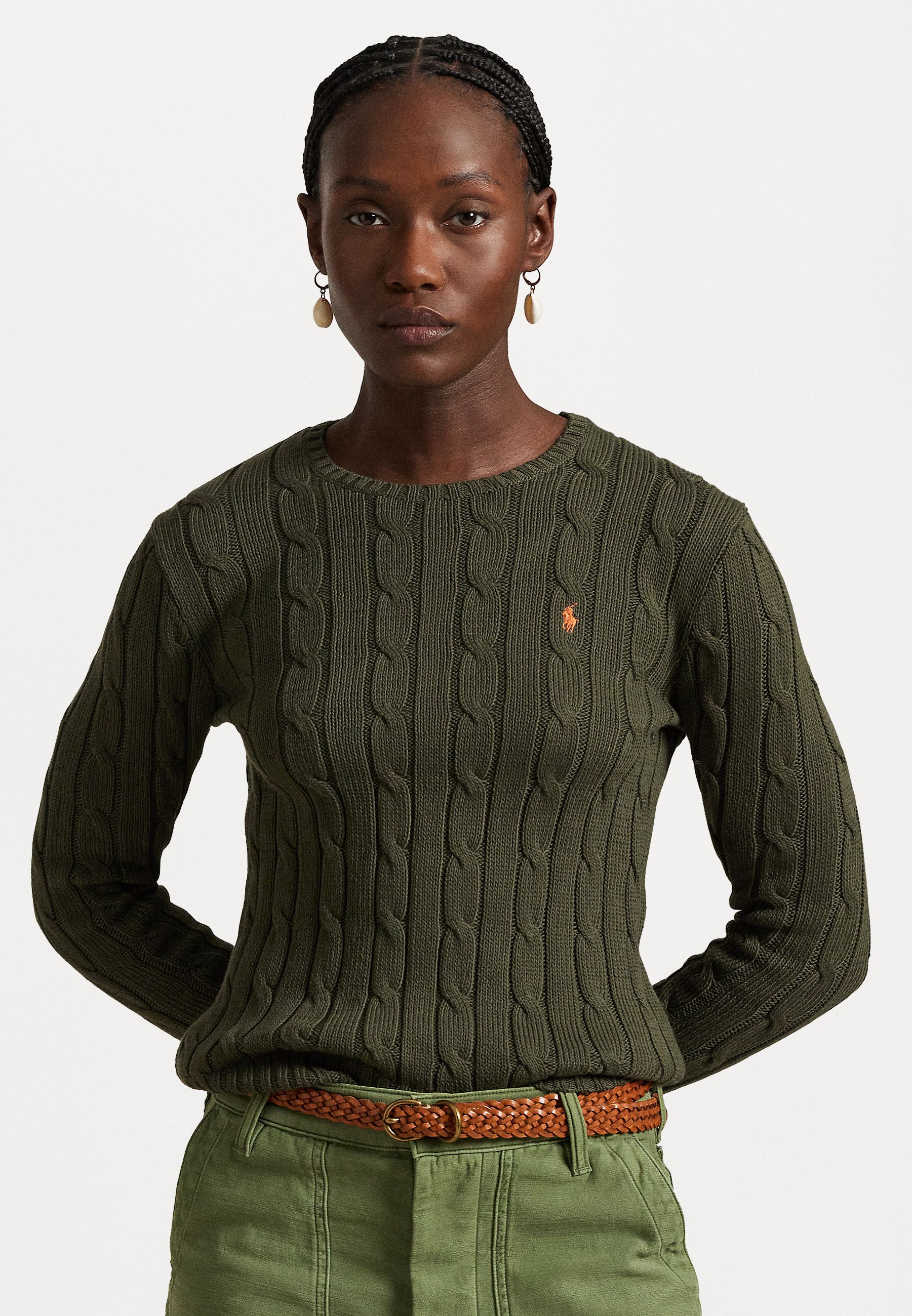 Polo Ralph Lauren CABLE KNIT COTTON CREWNECK SWEATER
