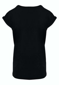 Svart kortermet t-skjorte med rund hals. Mykt stoff med rullet ermer. Enkel, udefinert design og slim fit.
