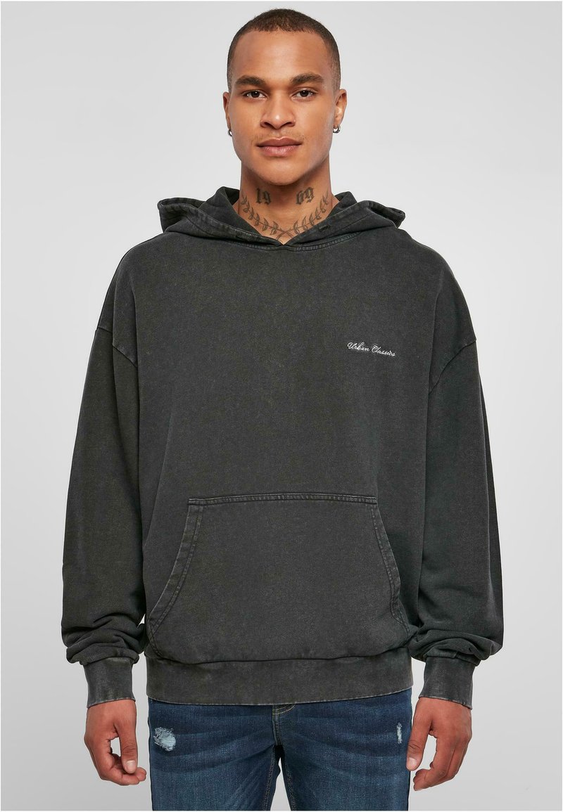 Urban Classics SMALL EMBROIDERY - Felpa con cappuccio - black