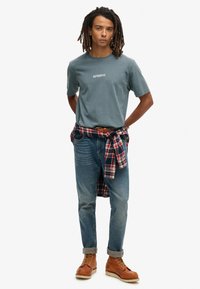 Superdry & Co MICRO LOGO GRAPHIC LOOSE - T-shirts print - stormy weather blue