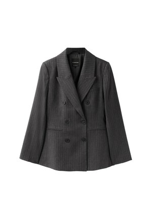 Stradivarius, FITTED STRIPED BUTTONED BLAZER - Blazer - dark grey