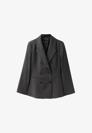 Stradivarius, FITTED STRIPED BUTTONED BLAZER - Blazer - dark grey