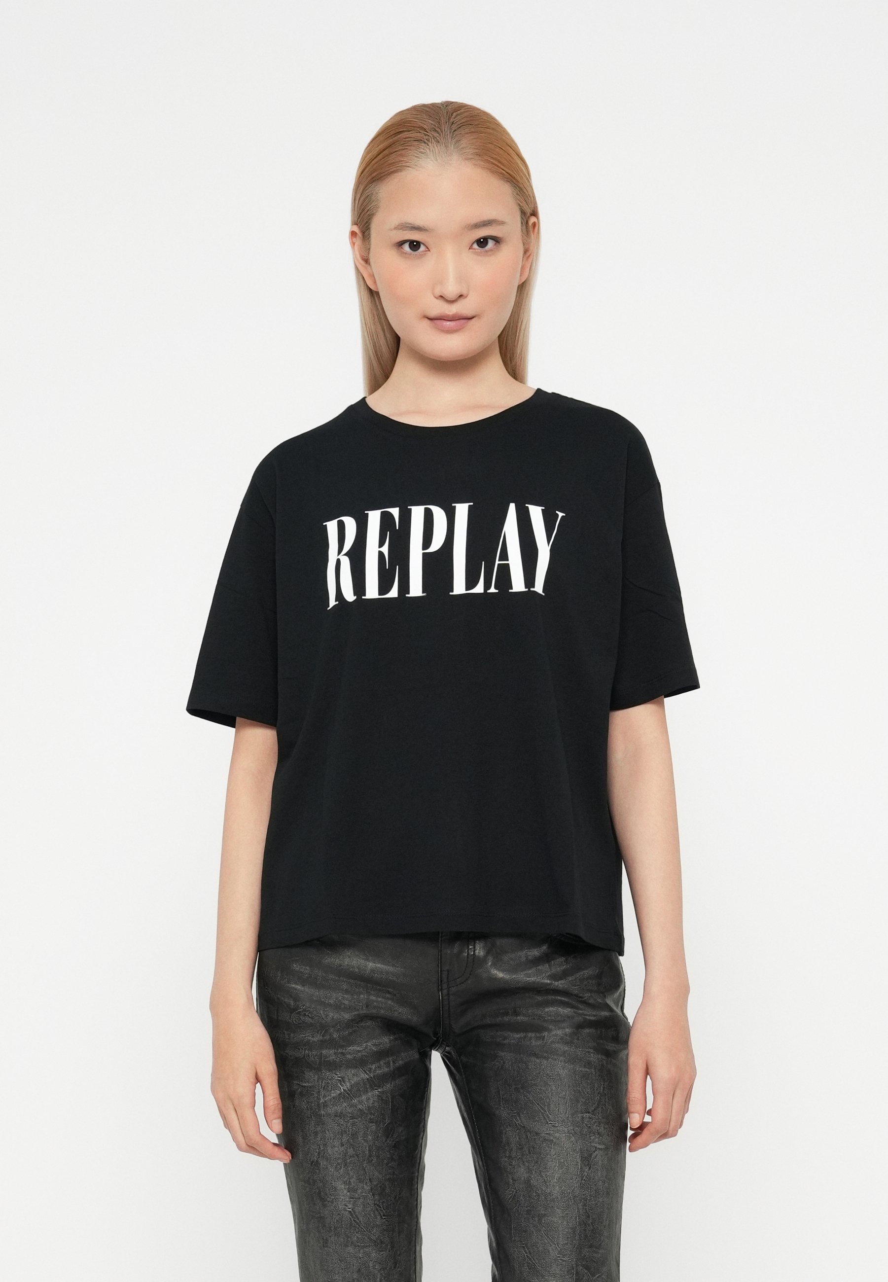 Replay Damen T-Shirt – Cropped-Schnitt, Aus Piece Dyed Organic Cotton – Lässiges Basic Für Den Alltag