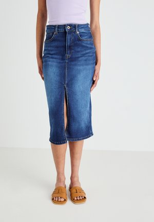 MIDI SKIRT - Jupe crayon - blue denim