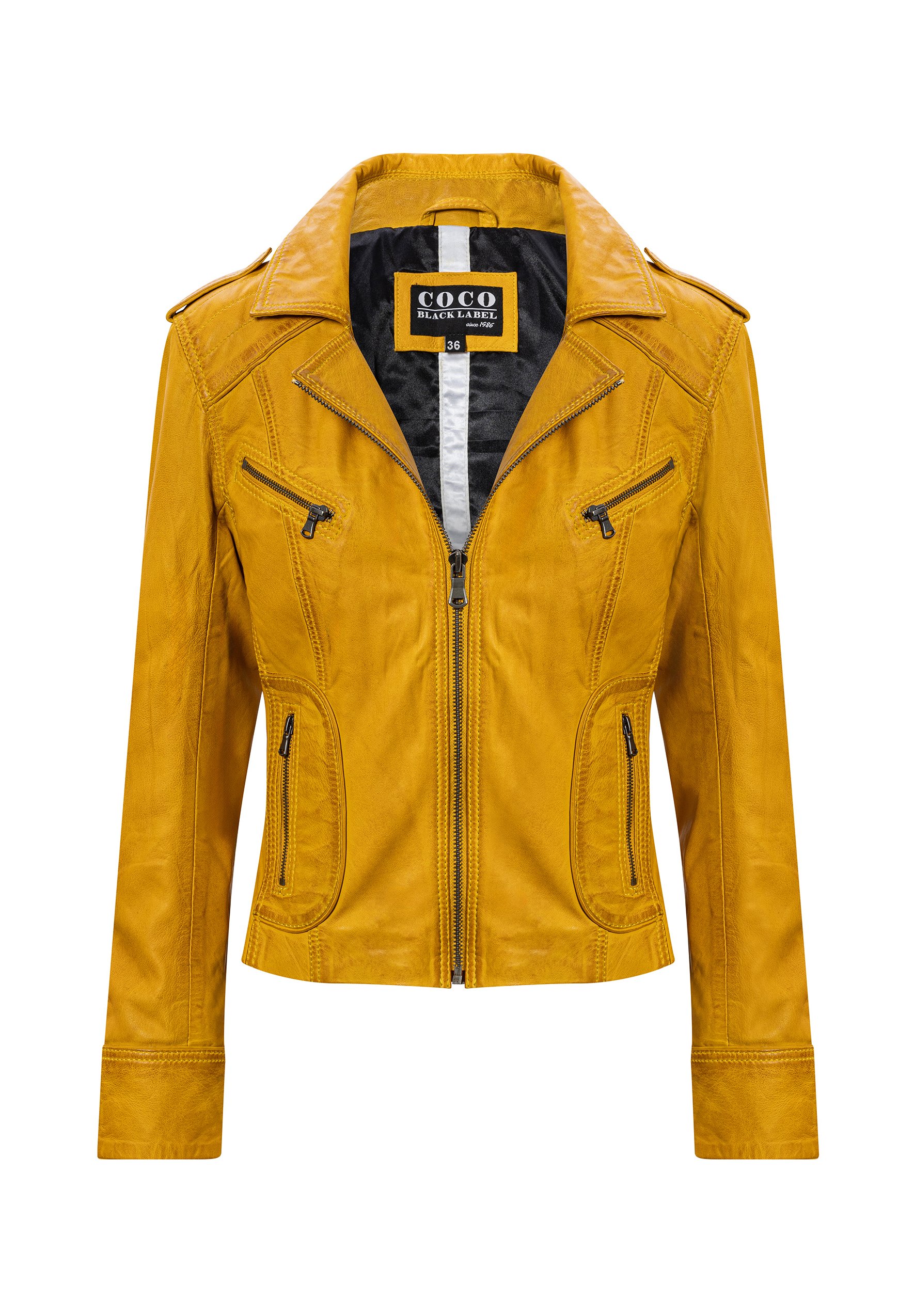 Gelbe Lederjacke Damen Damen Lederjacke Aus Echtem Leder, Gelb