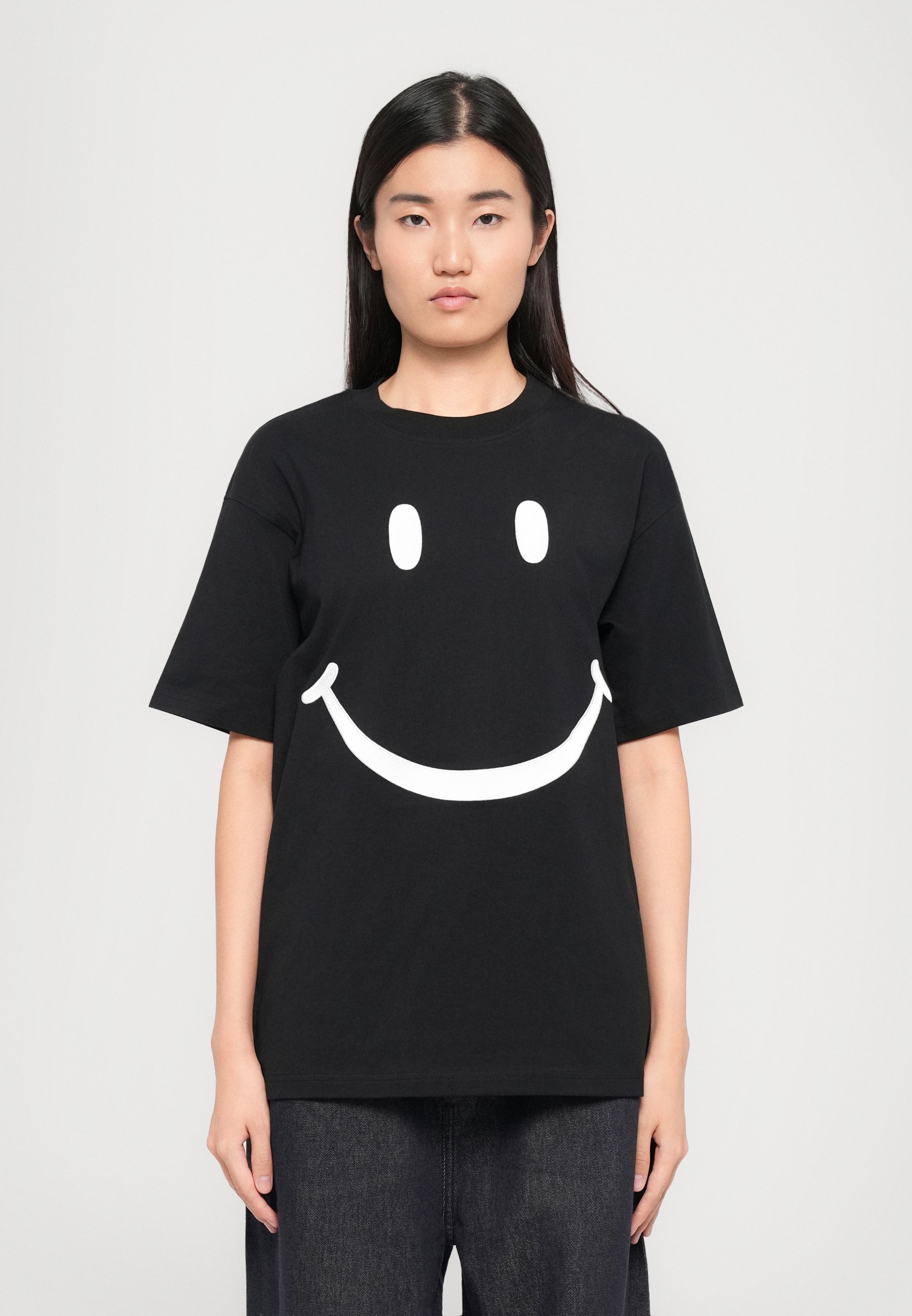 MOSCHINO SMILEY - Print T-shirt - black/white - Zalando.co.uk