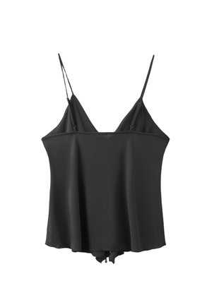 Stradivarius, RUFFLED STRAPPY TOP - Débardeur - black