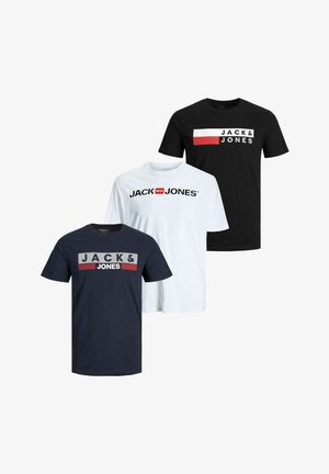 Jack & Jones, RUNDHALS CORP 3 STÜCK - Print T-shirt - weiß navy play black play