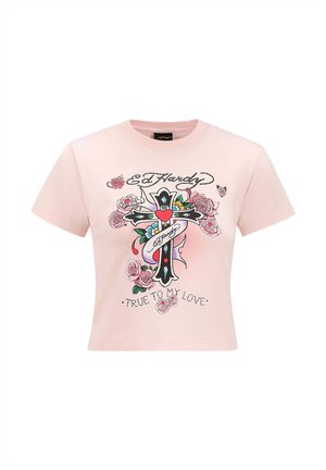 Ed Hardy WOMENS LOVE IS TRUE DIAMANTE BABY - Print T-shirt - pink