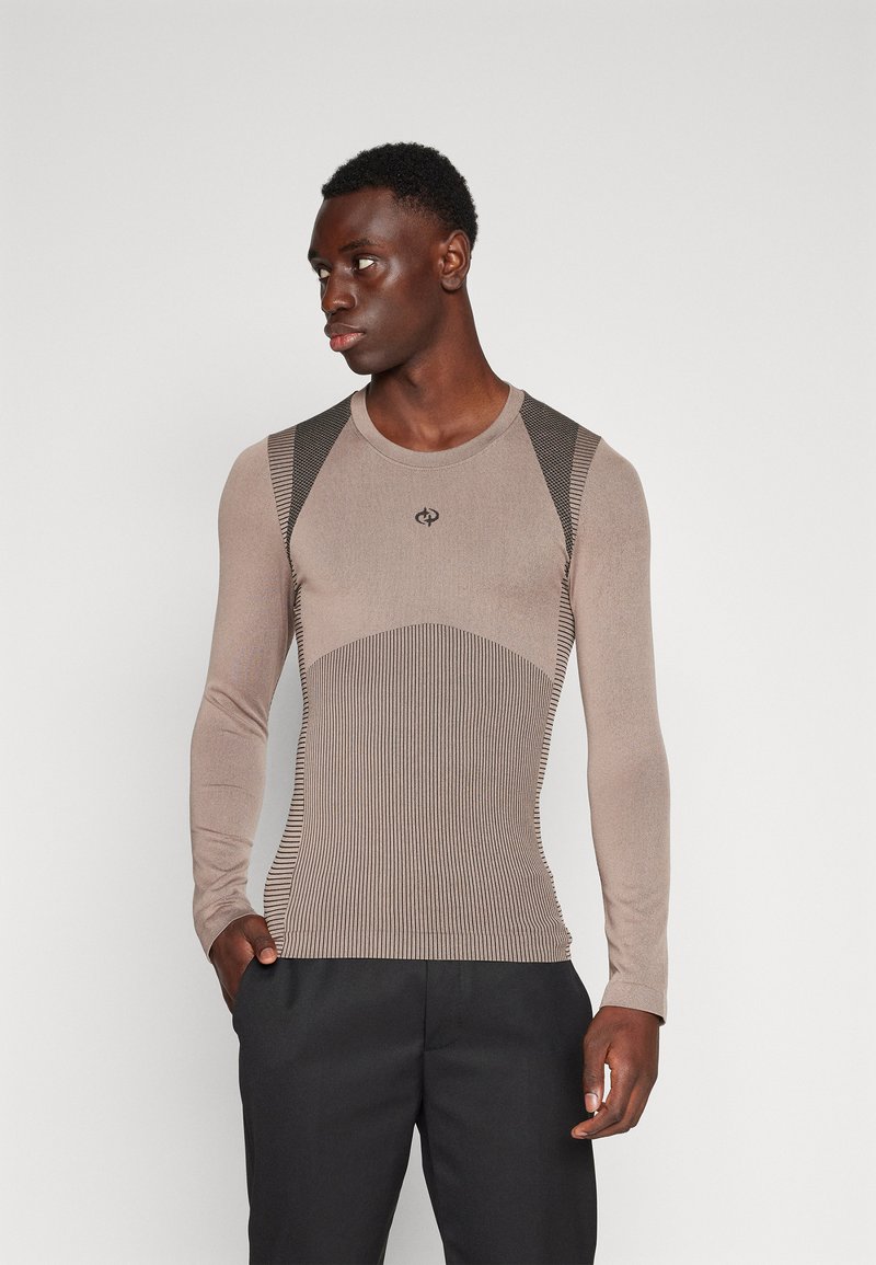 YOURTURN LONG SLEEVE SPORTS TOP WITH ZIP UNISEX - Top dugih rukava - tan