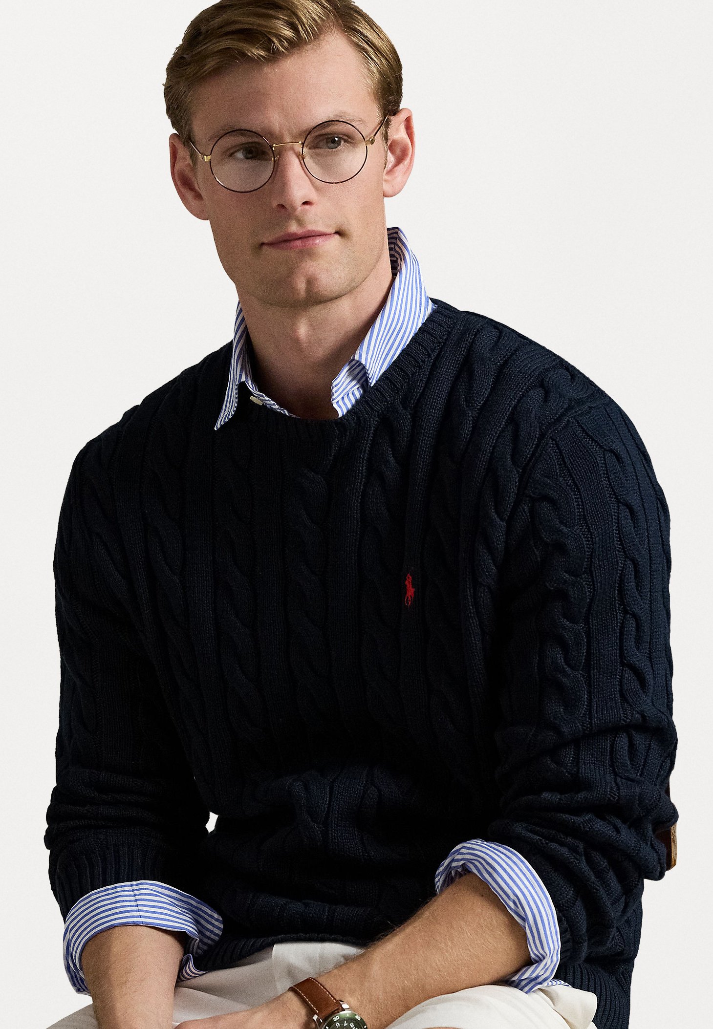 Polo Ralph Lauren CABLE KNIT COTTON SWEATER - Pulover - hunter