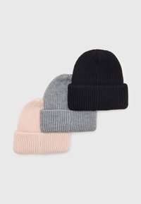 Pier One UNISEX 3 PACK - Gorro - black/grey/light pink
