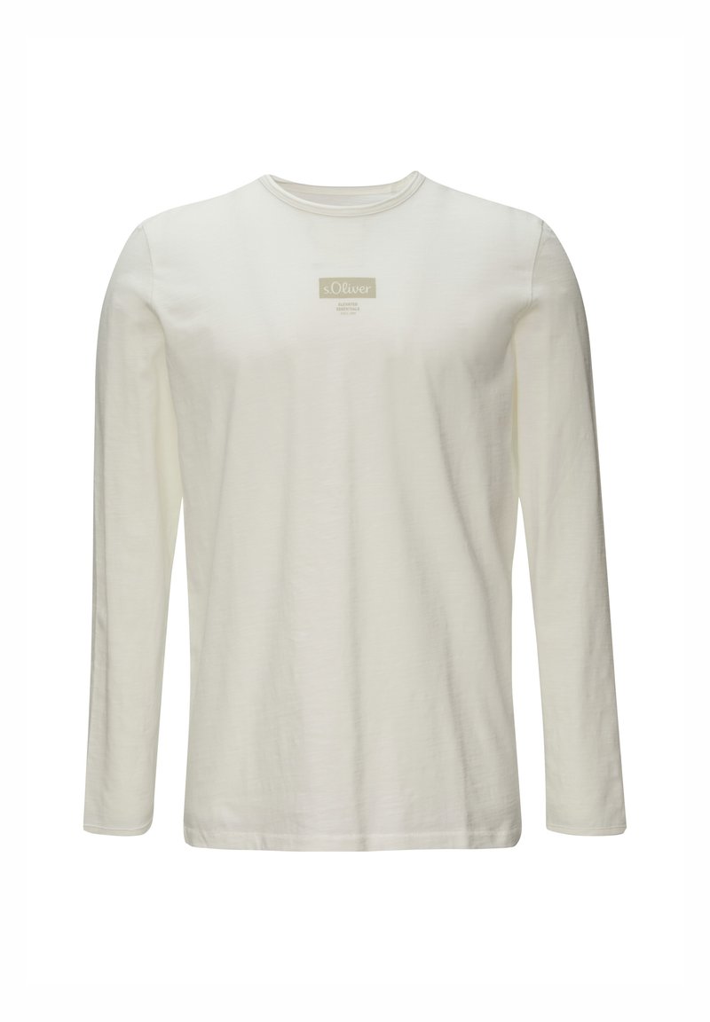 s.Oliver LOGO MIT ROLLKANTE UND STRUKTUR - Long sleeved top - weiß