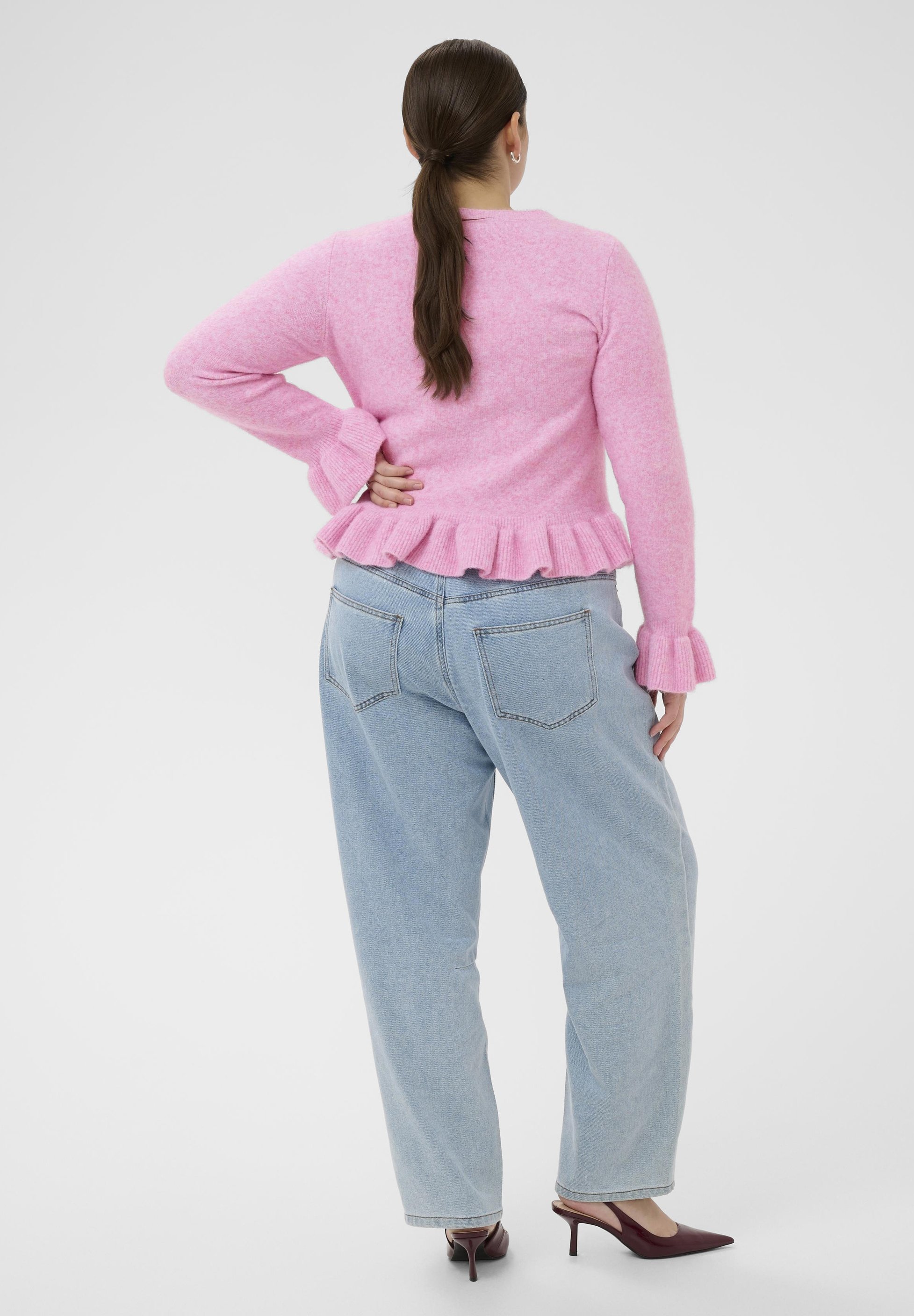 Kaffe Curve KCEMMI FRILL - Cardigan - pink frosting melange/pink