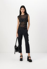 Abercrombie & Fitch Draped Mesh Top - Top - black