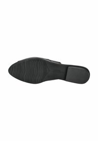 Suela de zapato plana negra con goma texturizada para agarre, con forma curva y ranuras horizontales para tracción. Talla 37 impresa en la parte inferior.