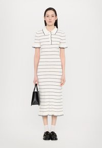 sandro ROBE MIDI COL POLO FINITIONS FRILL - Rochie de zi - ecru