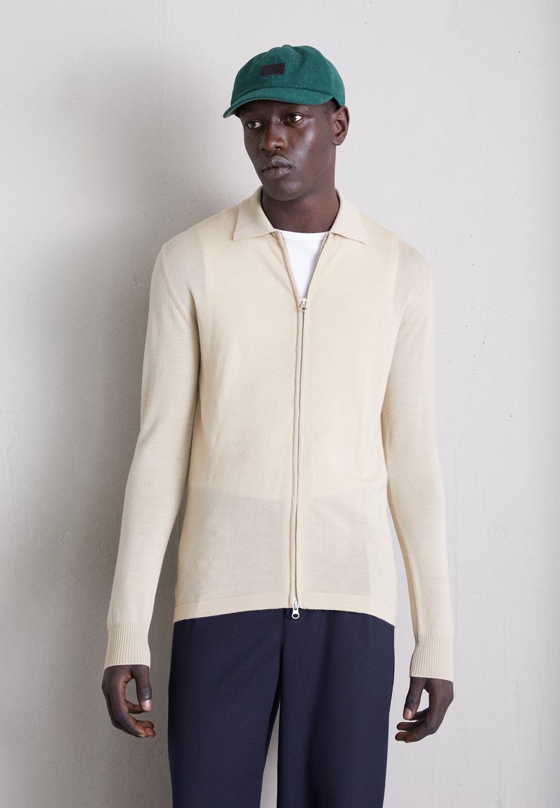 Mens beige zip up cardigan Clearance