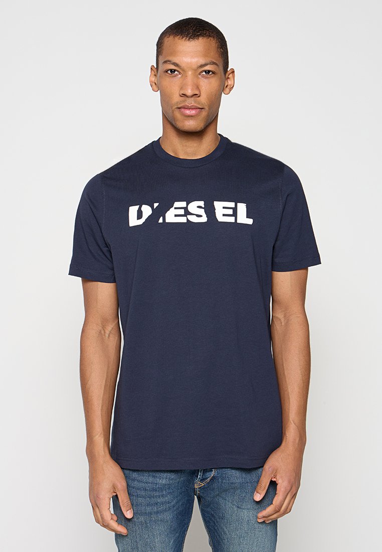 Diesel T-shirt print blauwgrijs
