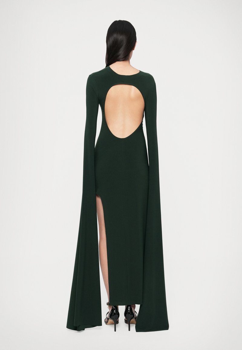 Norma Kamali OPEN BACK SLEEVE WIDE SLIT GOWN - Occasion wear - dark emerald/dark  green - Zalando.ie